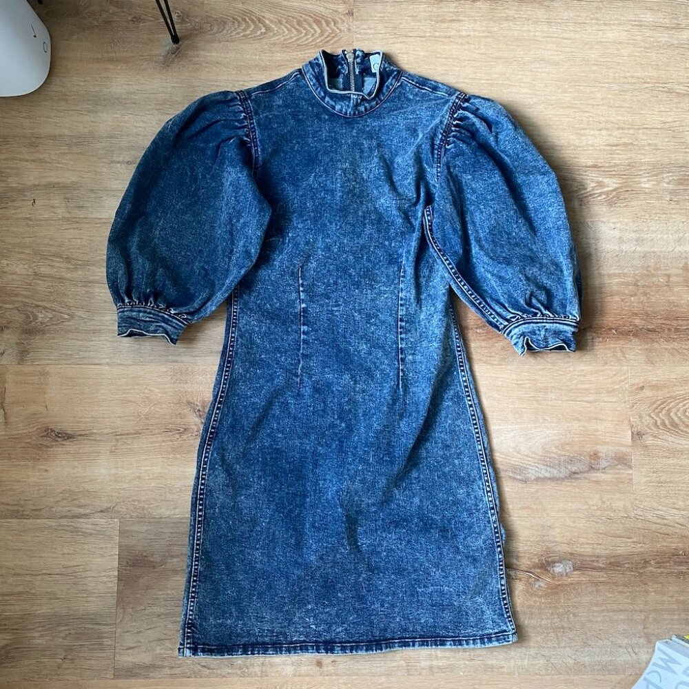 Ganni Denim mock neck mini